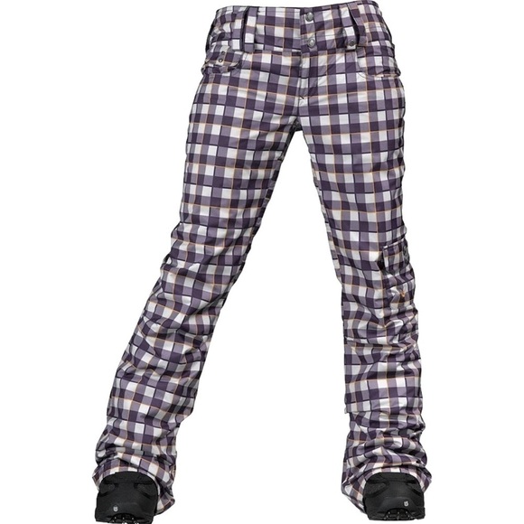 Burton:The White Collection Women’s Purple Plaid Snow Pants Sz Large - Picture 1 of 3